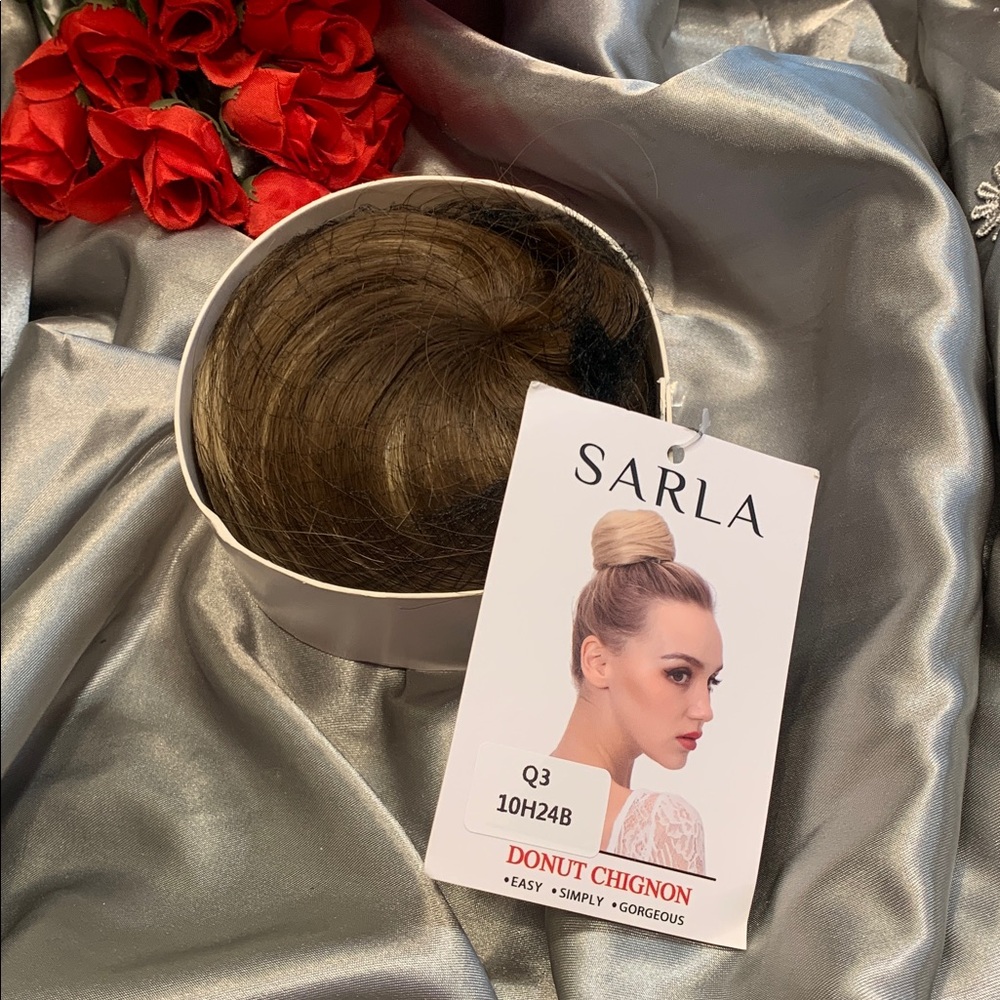 🌹SARLA • NWT Brown Highlights Donut Chignon Hair Bun • EASY • Simple • GORGEOUS